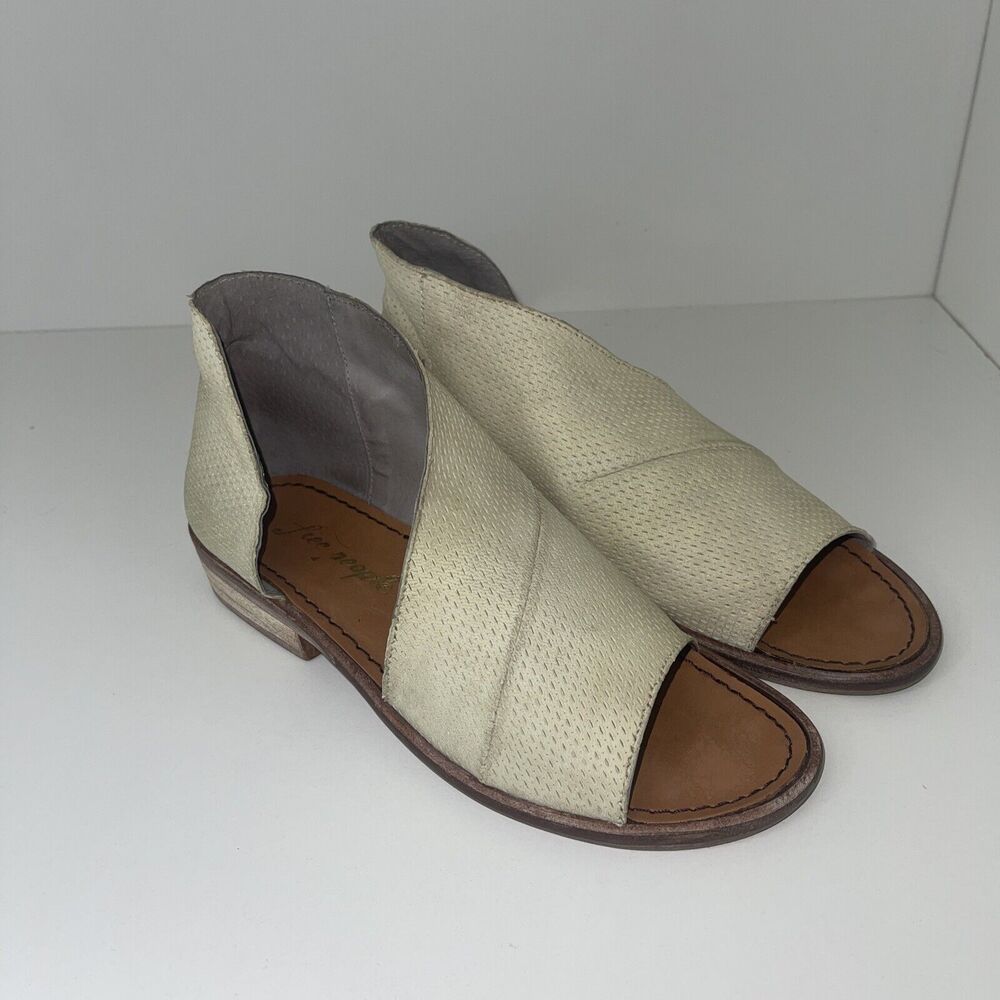Free People Women's Sandal Mont Blanc Cream Size 36 Leather Made in Spain 5.5